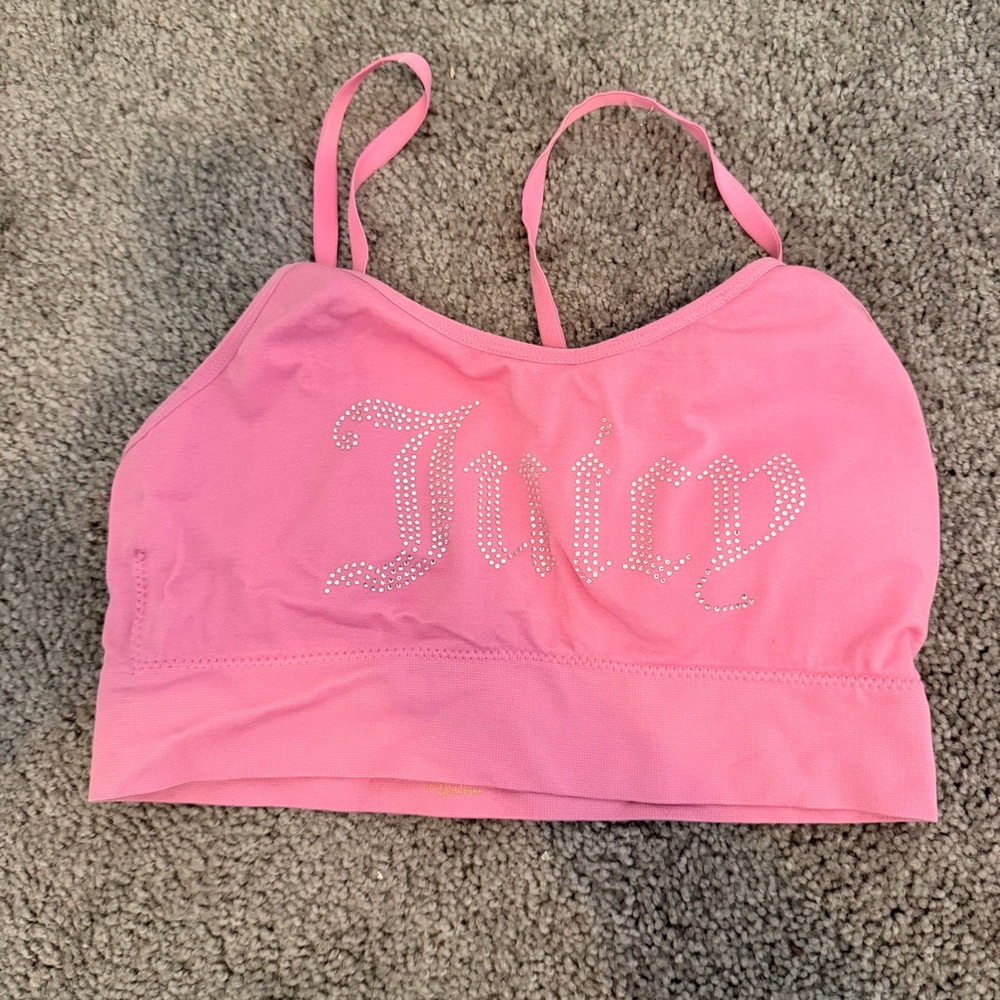 Juicy Couture Hot Pink Crystal 'Juicy' Logo bra size large